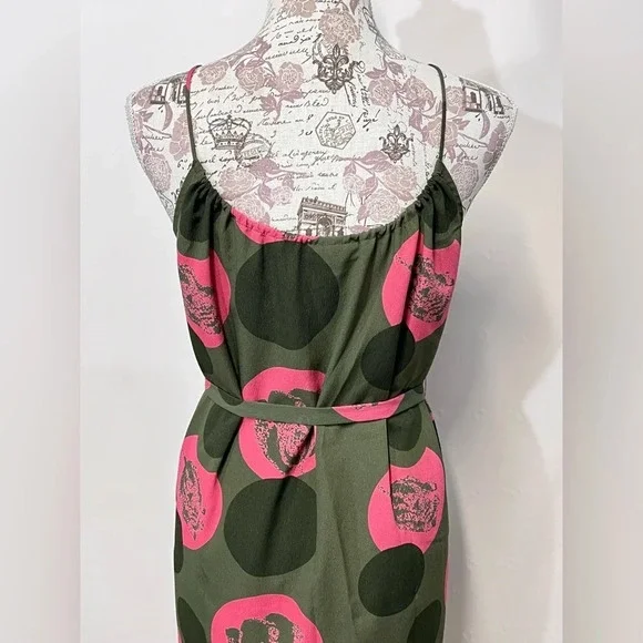 🛍️ TUCKER for Target Olive green and pink summer dress‎ size M. - Picture 4 of 13